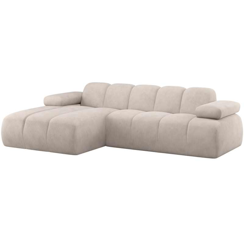 WOOOD-collectie Mojo Chaise Longue Bank Links Ribstof Ecru