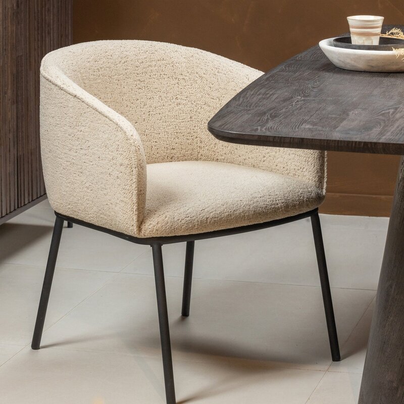 WOOOD-collectie Leon Eetkamerstoel Boucle Naturel Melange