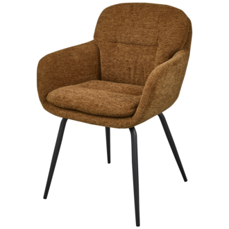 WOOOD Runa Eetkamerstoel Chenille Karamel Bruin/Geel