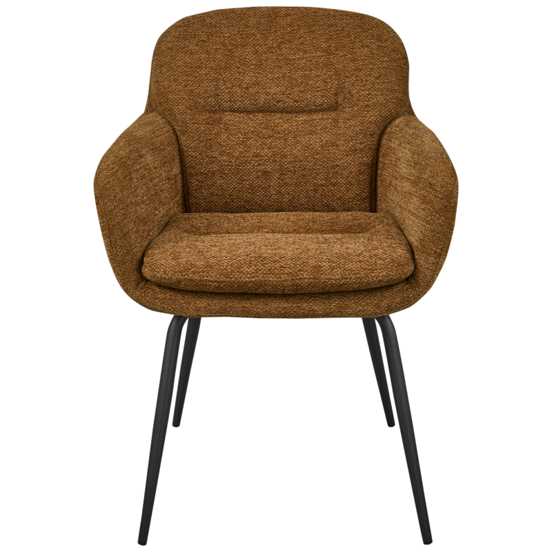 WOOOD-collectie Runa Eetkamerstoel Chenille Karamel Bruin/Geel