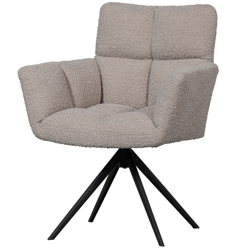 WOOOD-collectie Vinny Draaistoel Met Armleuning Boucle Zand