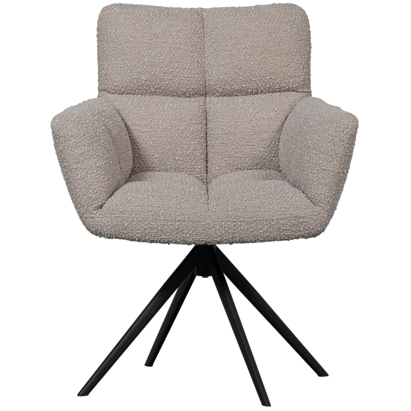 WOOOD-collectie Vinny Draaistoel Met Armleuning Boucle Zand