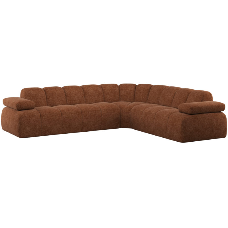 WOOOD-collectie Mojo Hoekbank Rechts Wollig Roestbruin