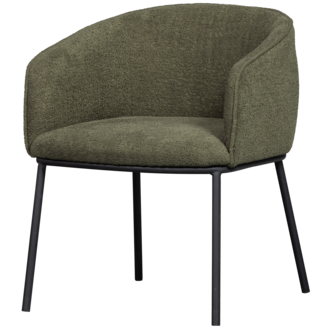 WOOOD Leon Eetkamerstoel Boucle Bosgroen