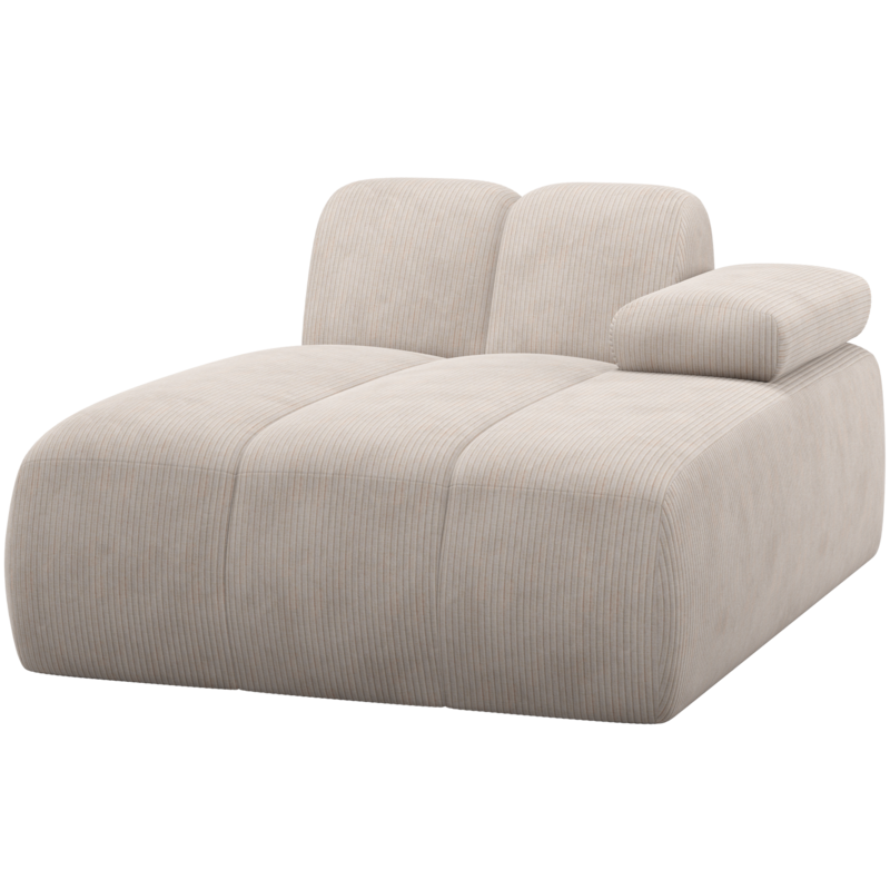 WOOOD-collectie Mojo Chaise Longue Element Rechts Ribstof Ecru