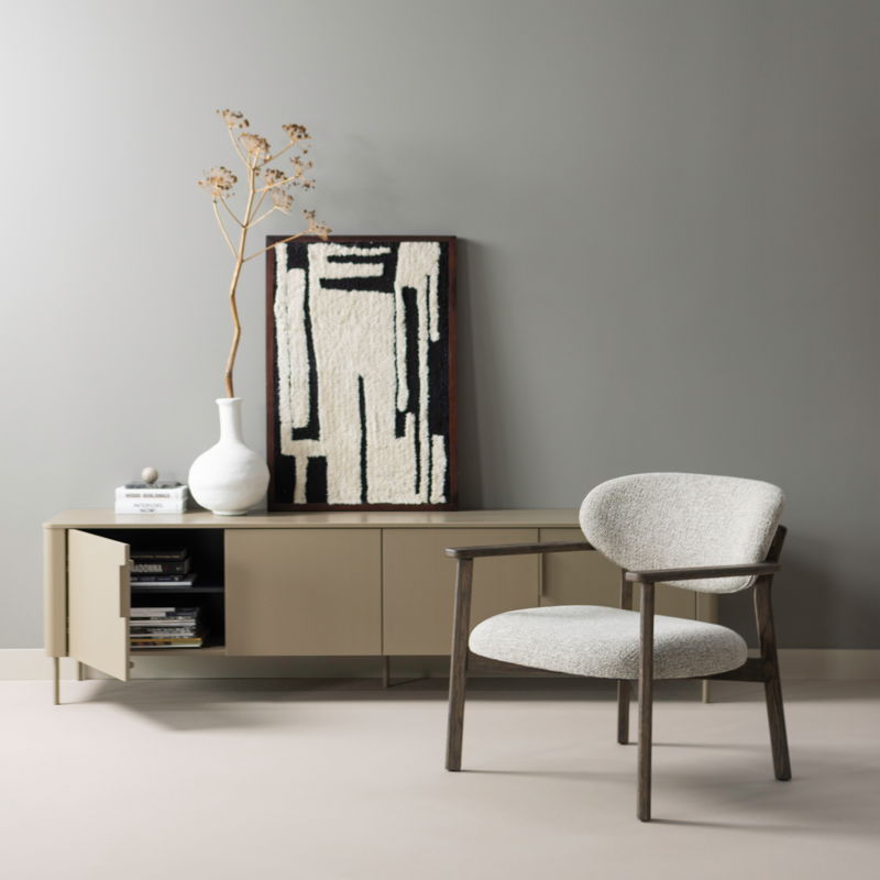 WOOOD-collectie Udar Fauteuil Naturel Met Houten Frame Donkerbruin