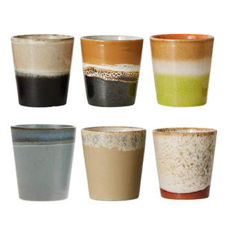 HKLIVING 70s servies: koffiemok unieke mix - set van 6 HKLIVING 70s servies: koffiemok unieke mix - set van 6