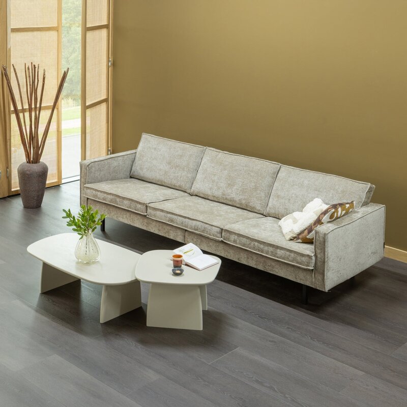 WOOOD-collectie Rodeo 3-Zits Bank Ribstof Donkerzand