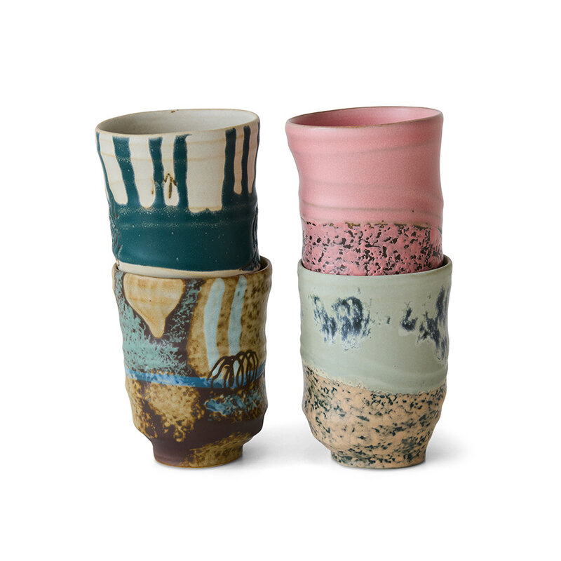 HKLIVING-collectie Artist ceramics: coffee mugs (set of 4)