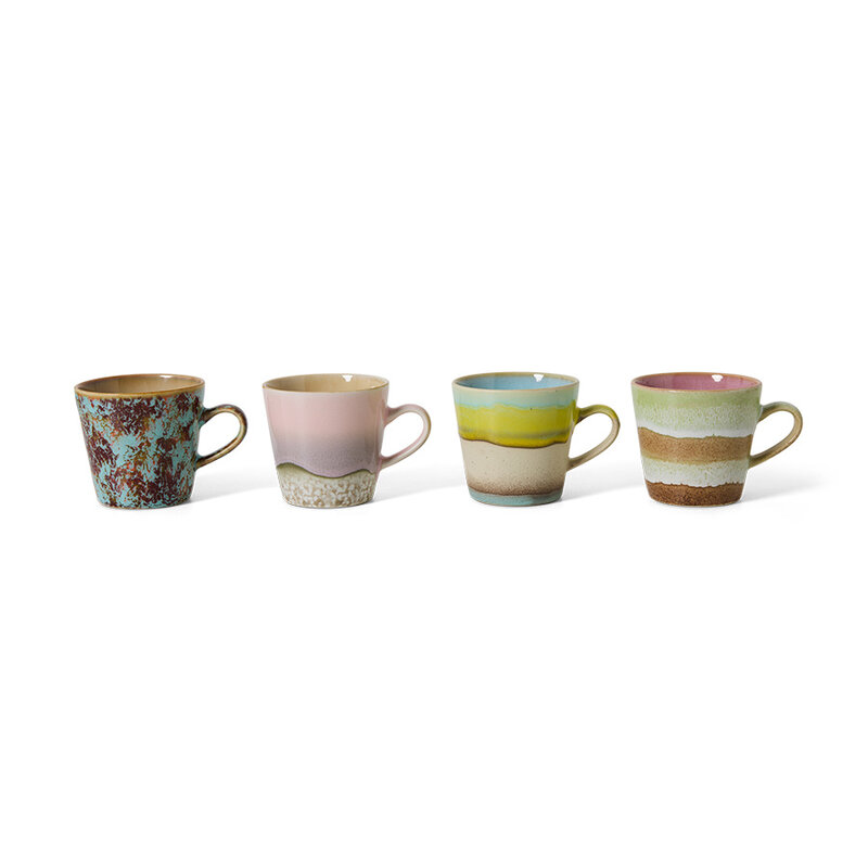 HKLIVING-collectie 70s servies: rococo americano mokken (set van 4)
