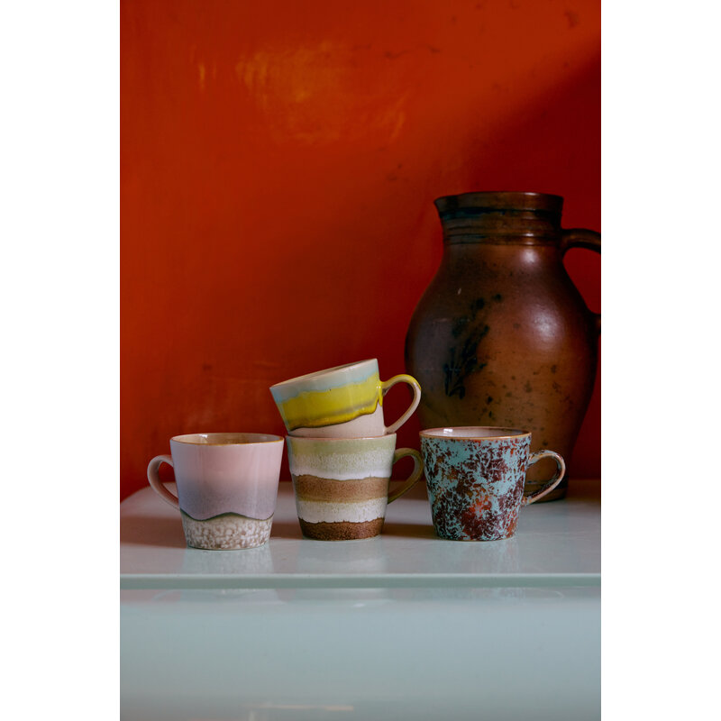 HKLIVING-collectie 70s servies: rococo americano mokken (set van 4)