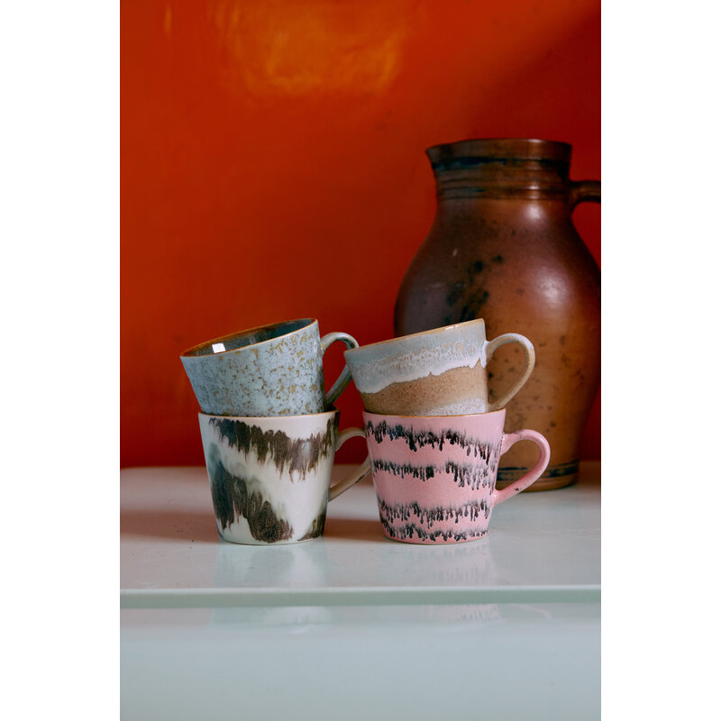 HKLIVING-collectie 70s servies: dada cappuccino mokken (set van 4)