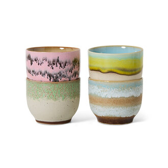 HKLIVING 70s ceramics: café cups, deco (set of 4)