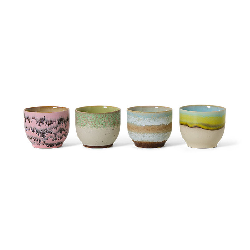 HKLIVING-collectie 70s servies: deco koffiemokjes (set van 4)