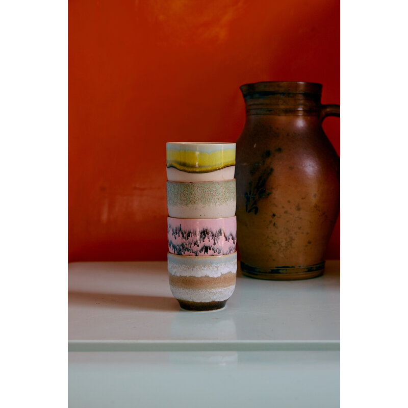 HKLIVING-collectie 70s servies: deco koffiemokjes (set van 4)