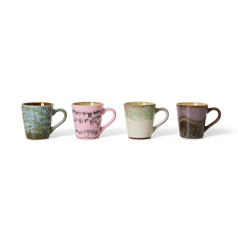 HKLIVING-collectie 70s ceramics: espresso mugs, brutalism (set of 4)