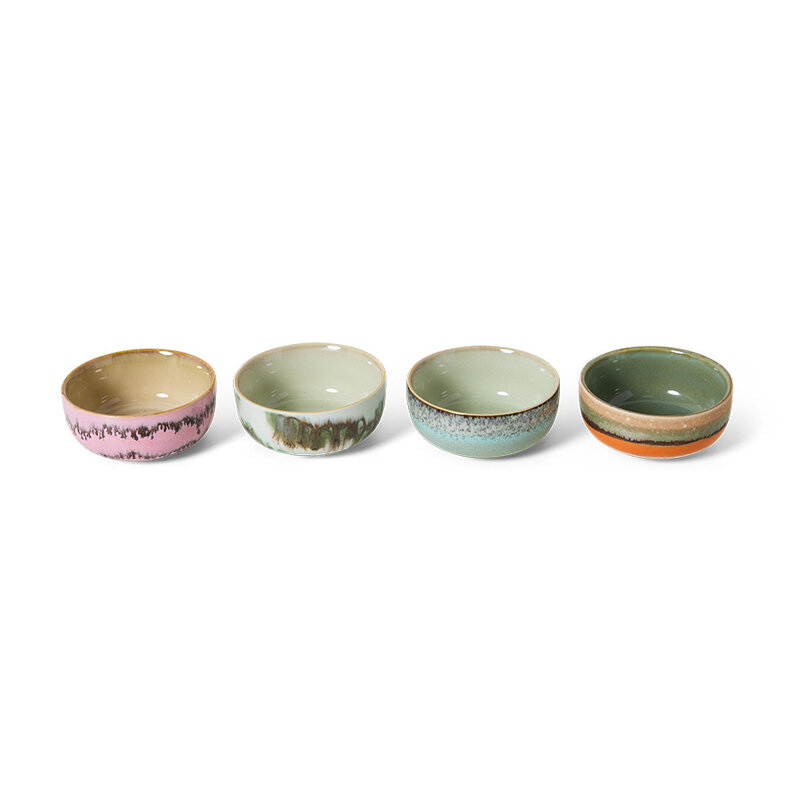 HKLIVING-collectie 70s servies: tapasschalen renaissance (set van 4)
