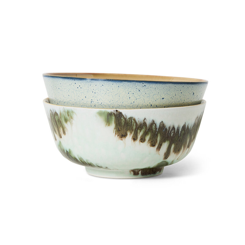 HKLIVING-collectie 70s servies: ramenschalen minimalistisch (set van 2)