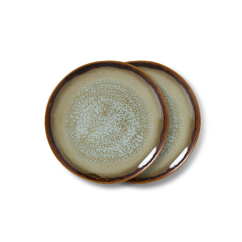 HKLIVING-collectie 70s servies: dessertborden contrast (set van 2)
