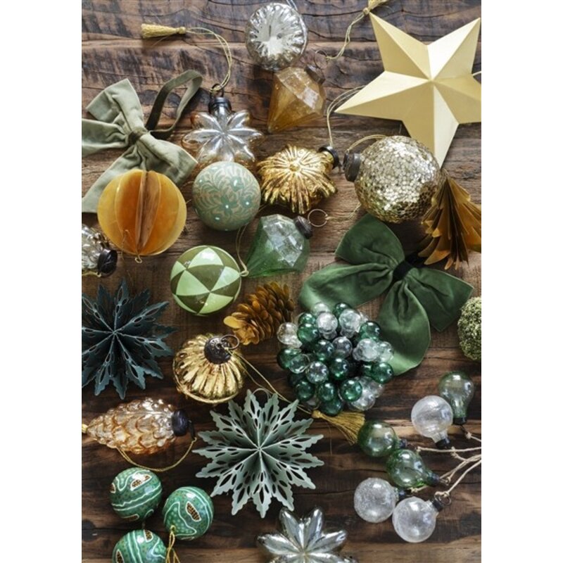 Madam Stoltz-collectie Kerstdecoratie hangers papieren sneeuwvlokken - set 5 - Groen, salie, pruim, greige, pumpkin spice