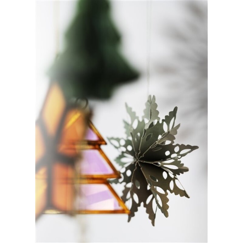 Madam Stoltz-collectie Kerstdecoratie hangers papieren sneeuwvlokken - set 5 - Groen, salie, pruim, greige, pumpkin spice
