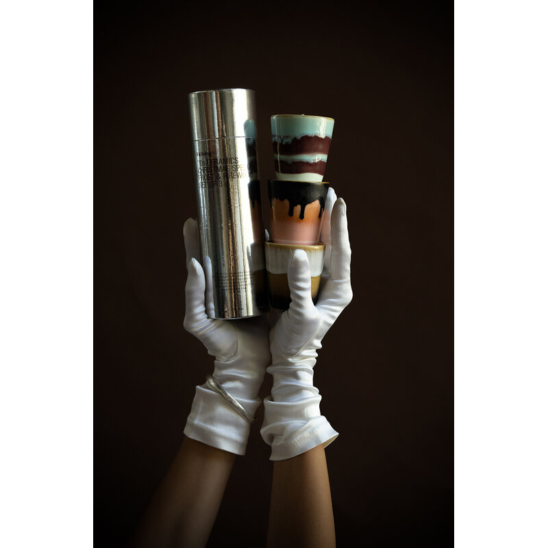 HKLIVING-collectie 70s ceramics: Christmas special mini frost & firewood, set of 3