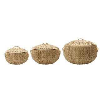 House Doctor Manden met deksel - set 3 - Rata naturel House Doctor Manden met deksel - set 3 - Rata naturel
