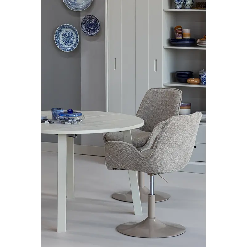 WOOOD-collectie Janne Uitschuifbare Eettafel Rond Eiken Dakargrau [Fsc]