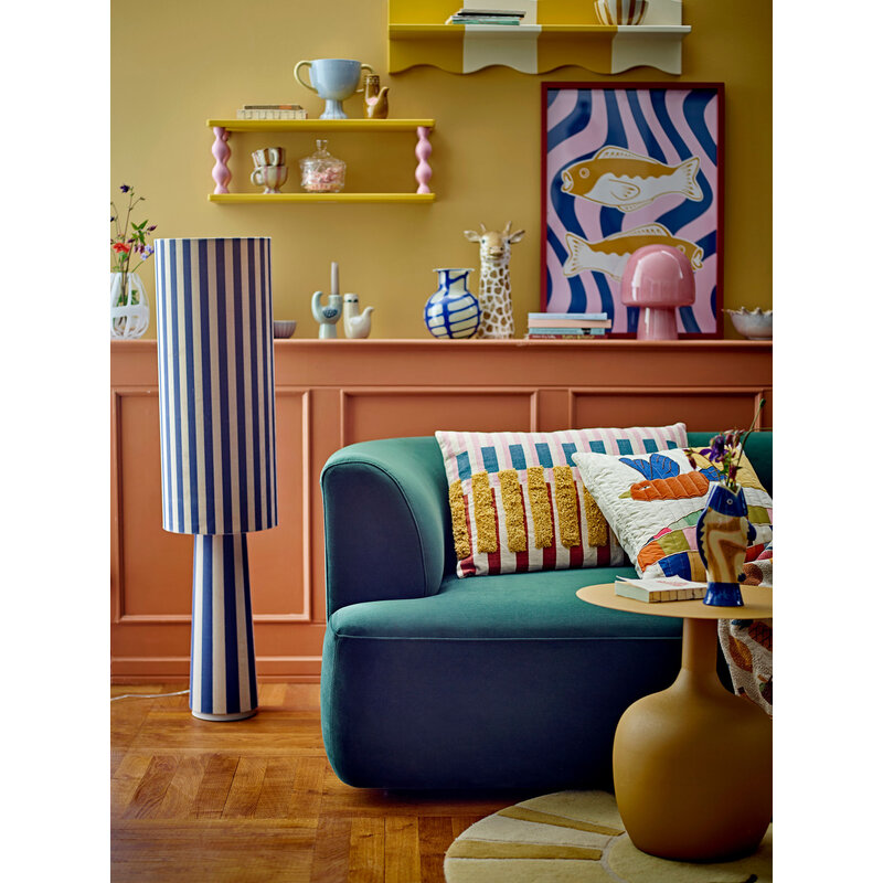 Bloomingville-collectie Remy illustratie met lijst roze sparrenhout