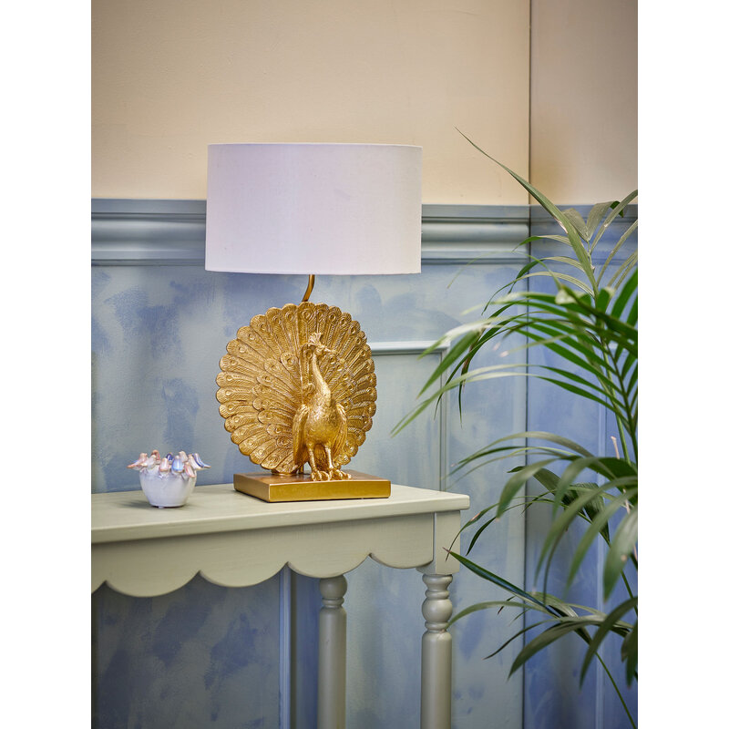 Bloomingville-collectie Peacock tafellamp goud polyresin