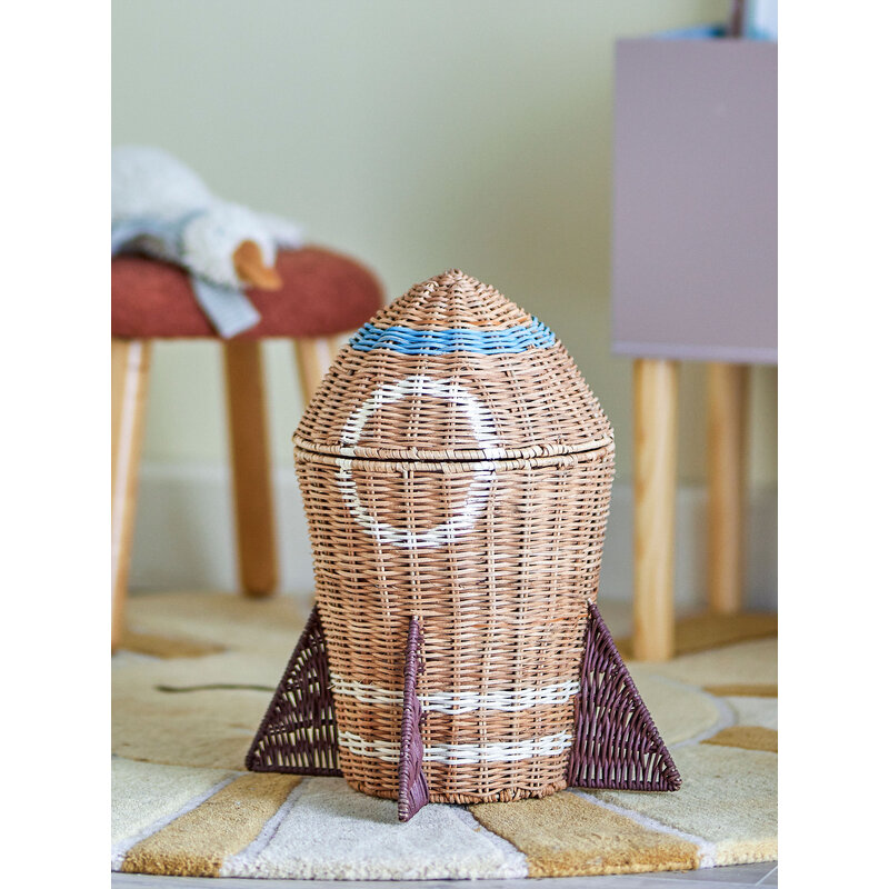 Bloomingville-collectie Space mand met deksel naturel rotan