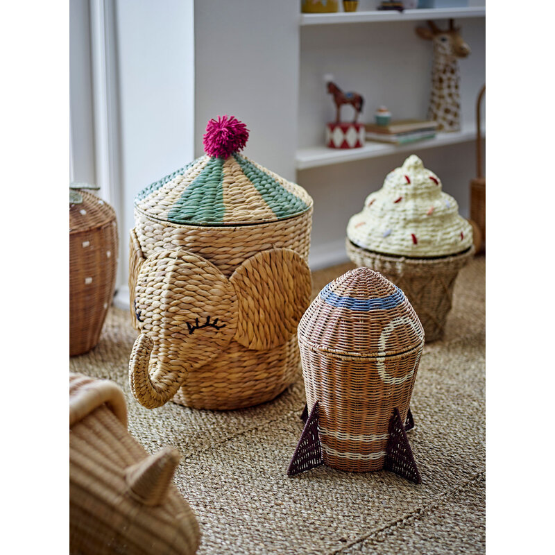 Bloomingville-collectie Space mand met deksel naturel rotan