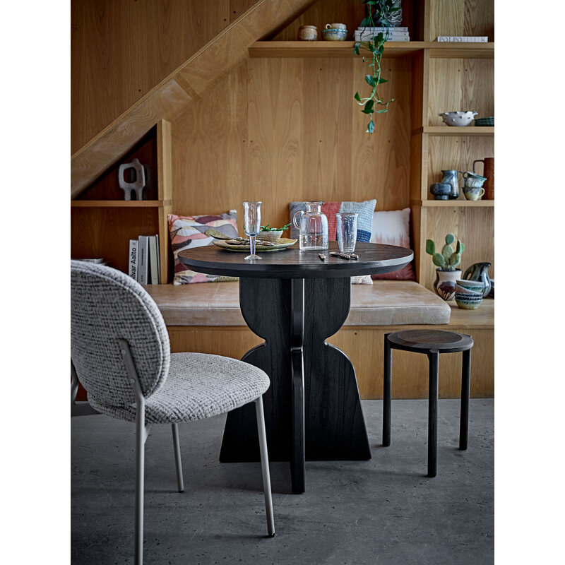 Bloomingville-collectie Vixen eettafel zwart sparrenhout