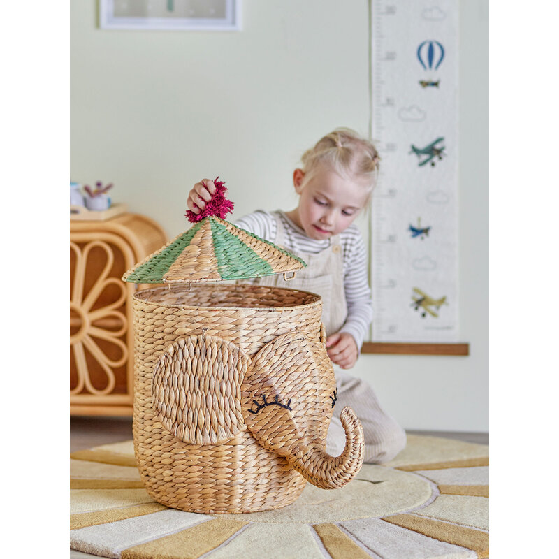 Bloomingville-collectie Bobo mand met deksel naturel waterhyacint