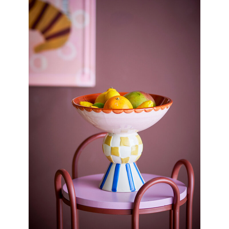 Bloomingville-collectie Bob Pedestal Bowl, Rose, Stoneware