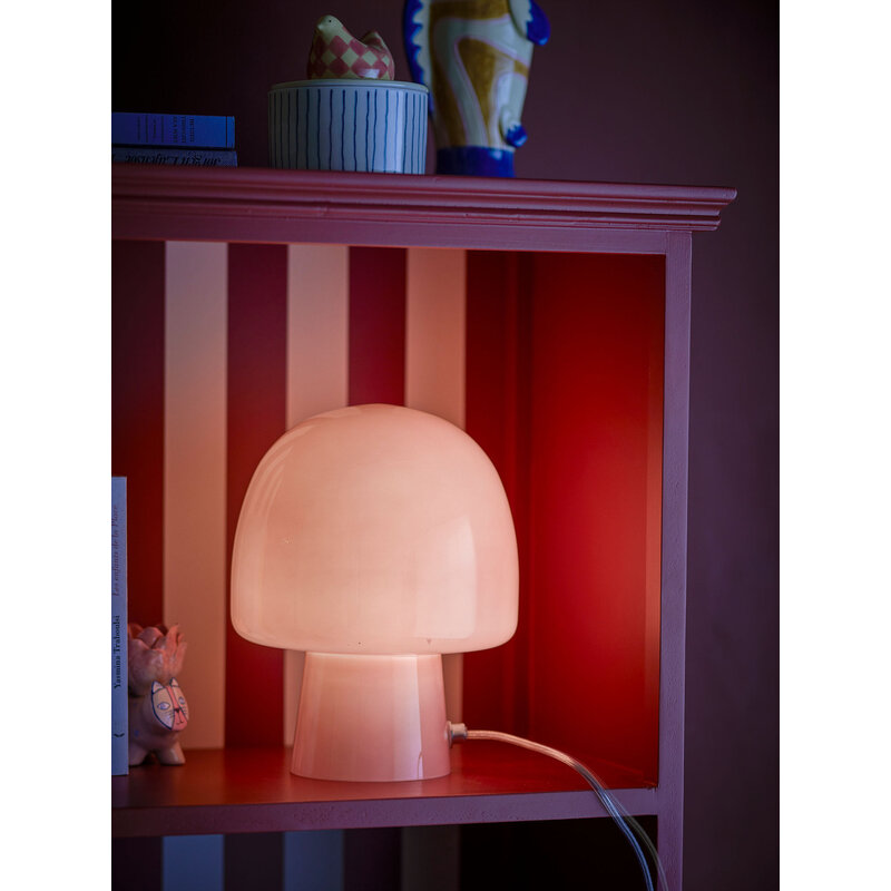 Bloomingville-collectie Paddy tafellamp roze glas