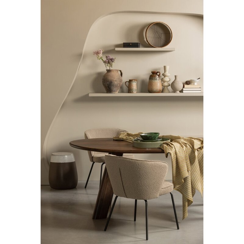 WOOOD-collectie Admit Eetkamerstoel Boucle Beige (Set Of 2)