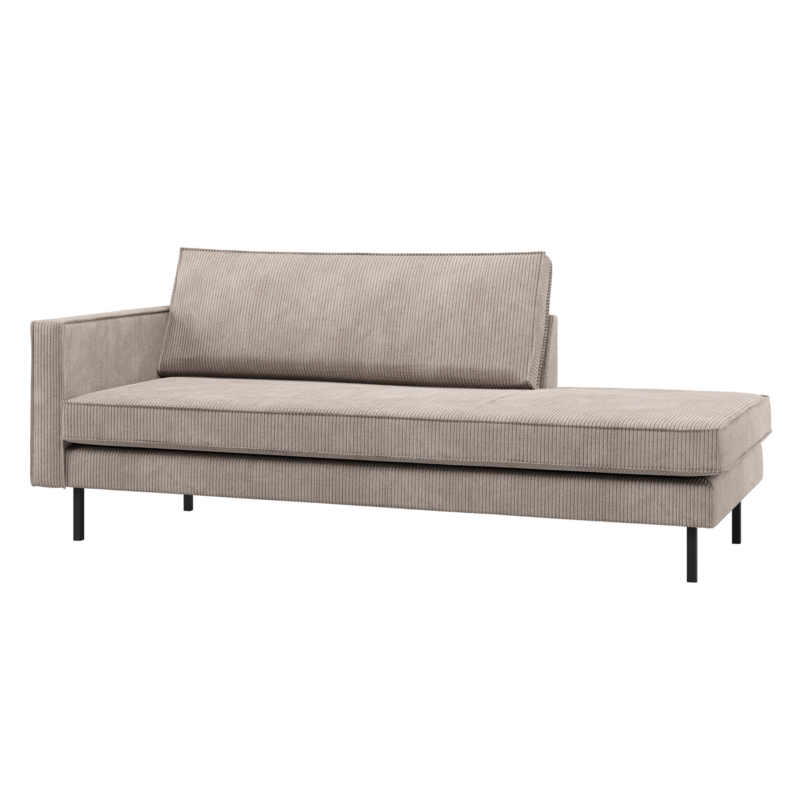 WOOOD-collectie Rodeo Daybed Links Ribstof Donkerzand