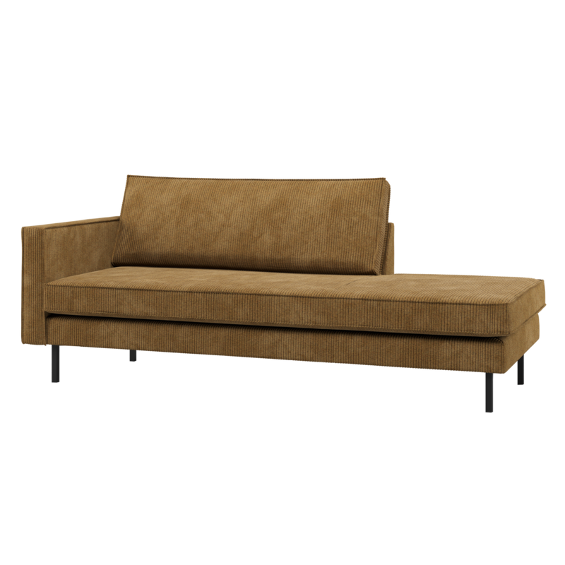 WOOOD-collectie Rodeo Daybed Links Ribstof Honinggeel