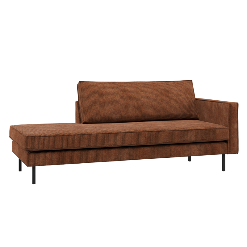 WOOOD-collectie Rodeo Daybed Rechts Ribstof Roestbruin
