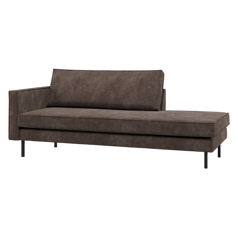 WOOOD-collectie Rodeo Daybed Links Ribstof Bruin
