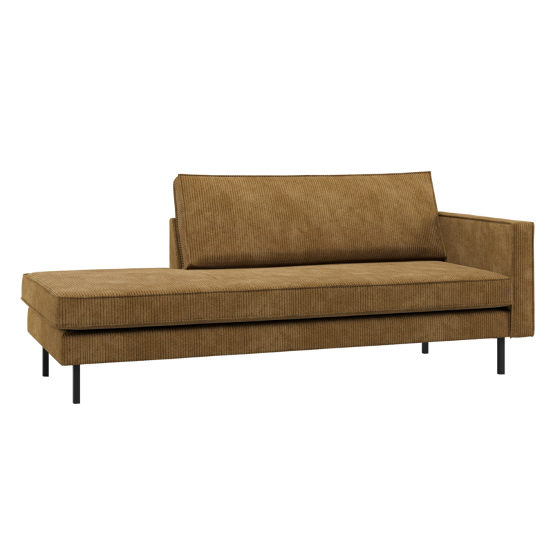 WOOOD-collectie Rodeo Daybed Rechts Ribstof Honinggeel