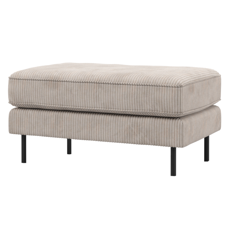 WOOOD-collectie Rodeo Hocker Op Poten Ribstof Ecru