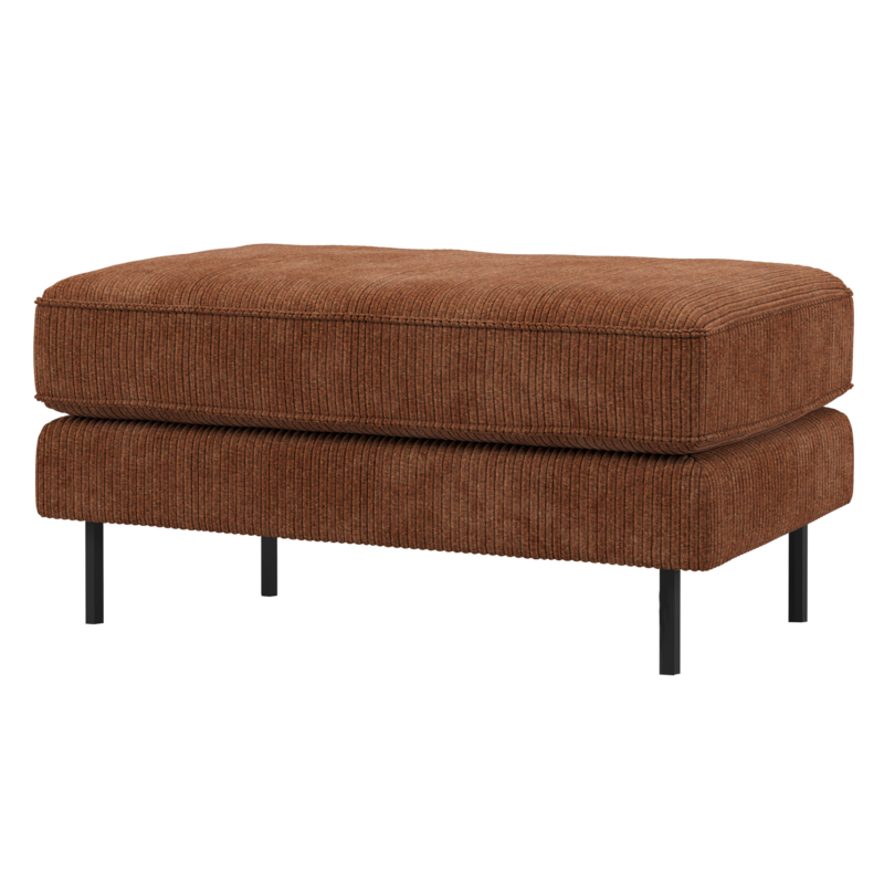 WOOOD-collectie Rodeo Hocker Op Poten Ribstof Roestbruin