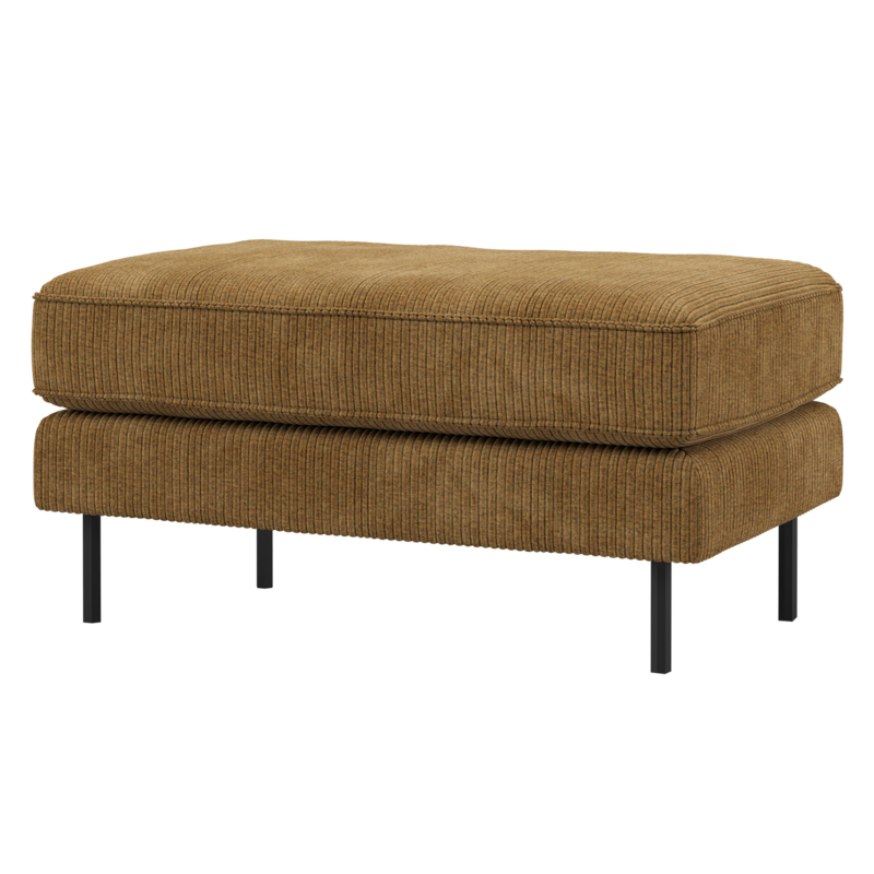 WOOOD-collectie Rodeo Hocker Op Poten Ribstof Honinggeel