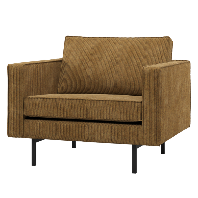 WOOOD-collectie Rodeo Fauteuil Ribstof Honinggeel