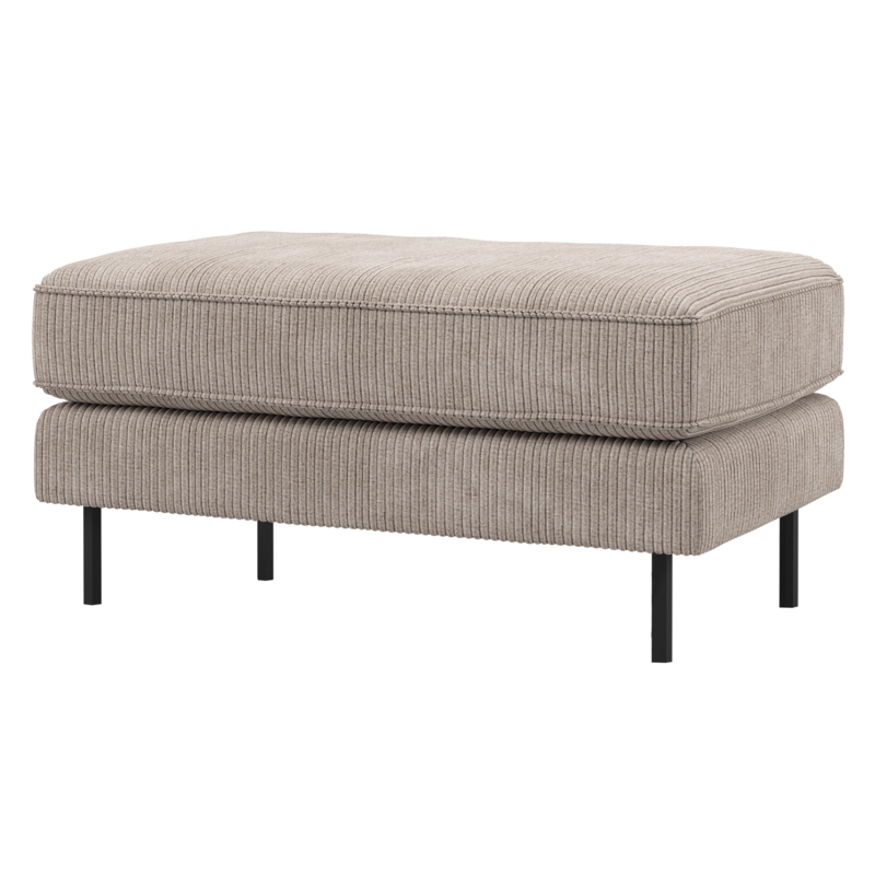 WOOOD-collectie Rodeo Hocker Op Poten Ribstof Donkerzand