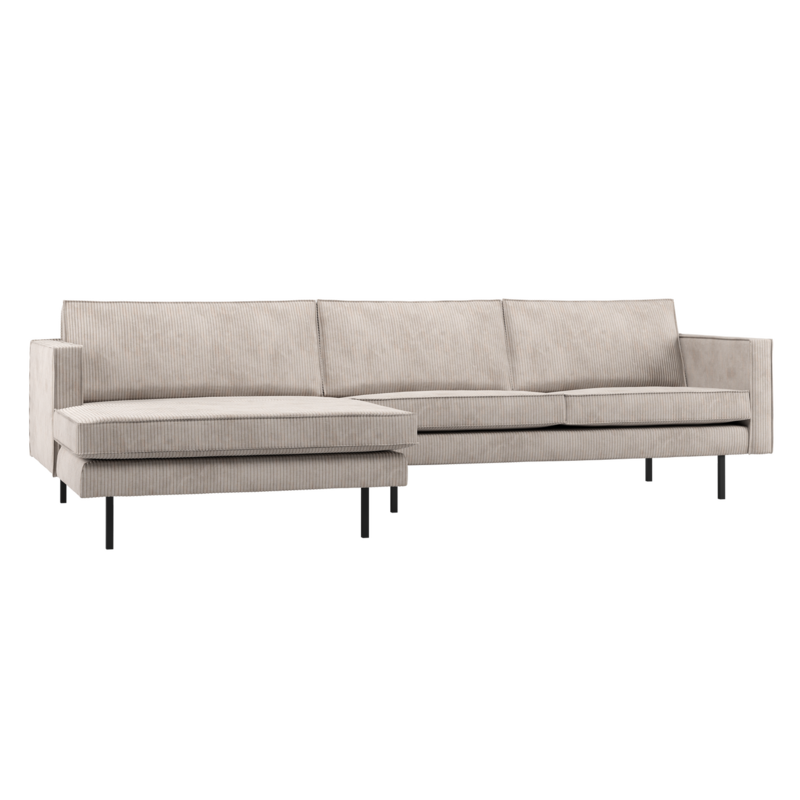 WOOOD-collectie Rodeo Chaise Longue Bank Links Ribstof Ecru