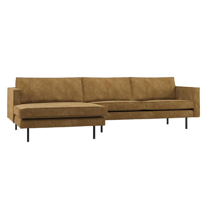 WOOOD-collectie Rodeo Chaise Longue Bank Links Ribstof Honinggeel