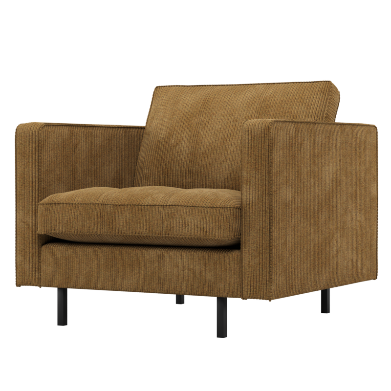 WOOOD-collectie Rodeo Classic Fauteuil Ribstof Honinggeel